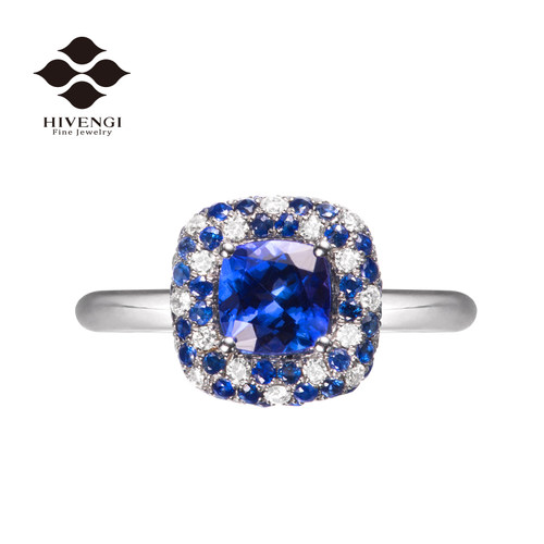 海梵纪珠宝白金天然坦桑石戒指