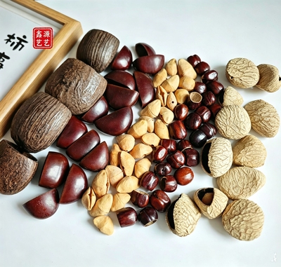 天然果壳手摇铃车挂包挂diy手工材料包疗愈风铃