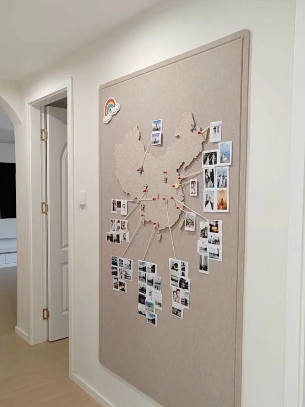 毛毡地图旅行足记打卡照片墙创意背景ins装饰板墙贴免打孔软木板