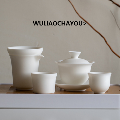 白瓷功夫茶具盖碗茶杯公道杯茶滤