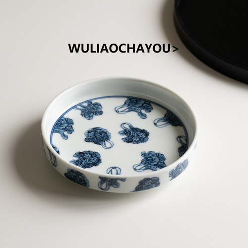 百财壶承大圆盘釉下彩陶瓷干泡盘