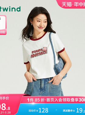 热风2024年夏季新款女士青春变形记卡通T恤宽松美式休闲短袖上衣