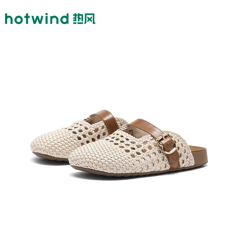 热风时装包头拖女2026年春新款复古休闲拖鞋百搭一字拖包头拖