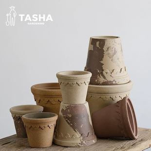 塔莎的花园X颜植 陶盆陶土大花盆透气大口径手工粗陶复古简约风