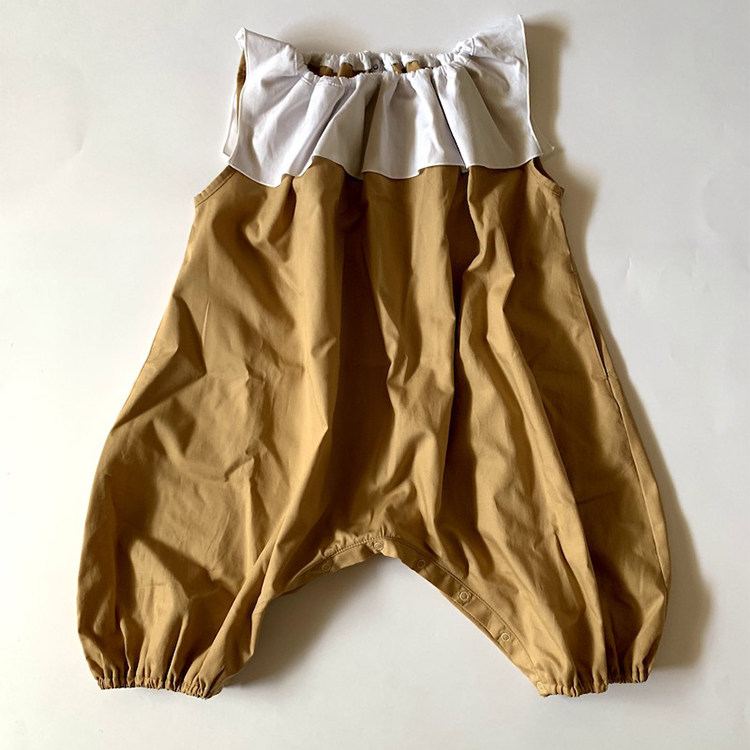 lenias LN家folk made20SS春夏女童baby款撞色拼接连体衣
