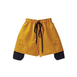 once芒果色假两件短裤Contrast-Sports－Shorts