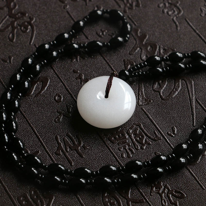 新疆金丝玉羊脂白平安扣乌尔禾