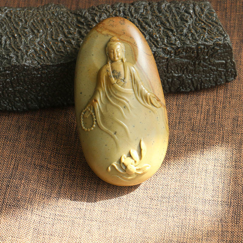 新疆戈壁泥石把件天然原石佛悟道达摩泥玉一路连科连年有余包邮