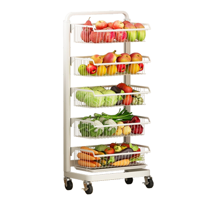 白色厨房蔬菜置物架落地多层