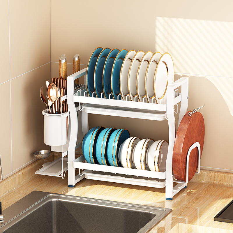 白色厨房置物架不锈钢晾碗架沥水架放碗盘收纳架水槽边极窄款小型