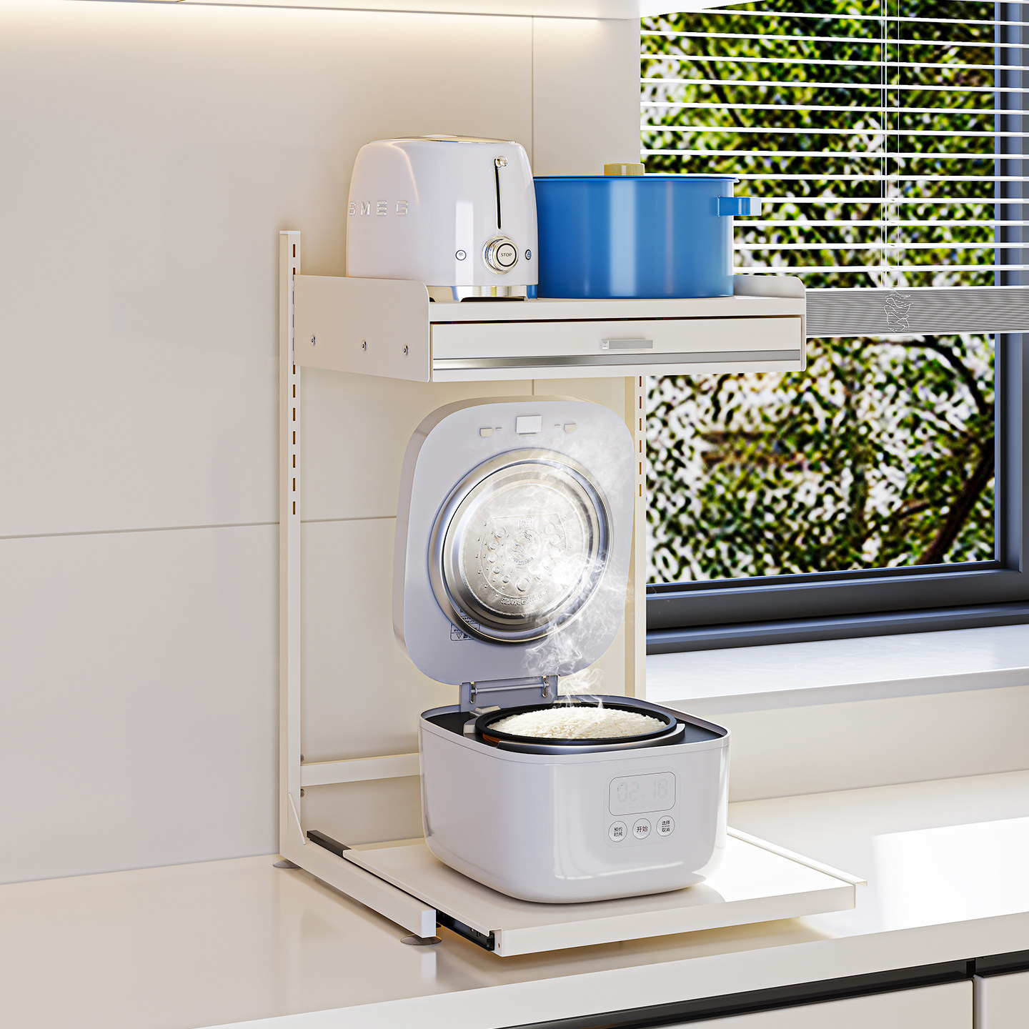 厨房电饭煲置物架台面抽拉小尺寸