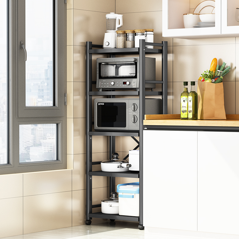 现代简约厨房餐边柜置物架可移动多功能家用小电器储物收纳可调节