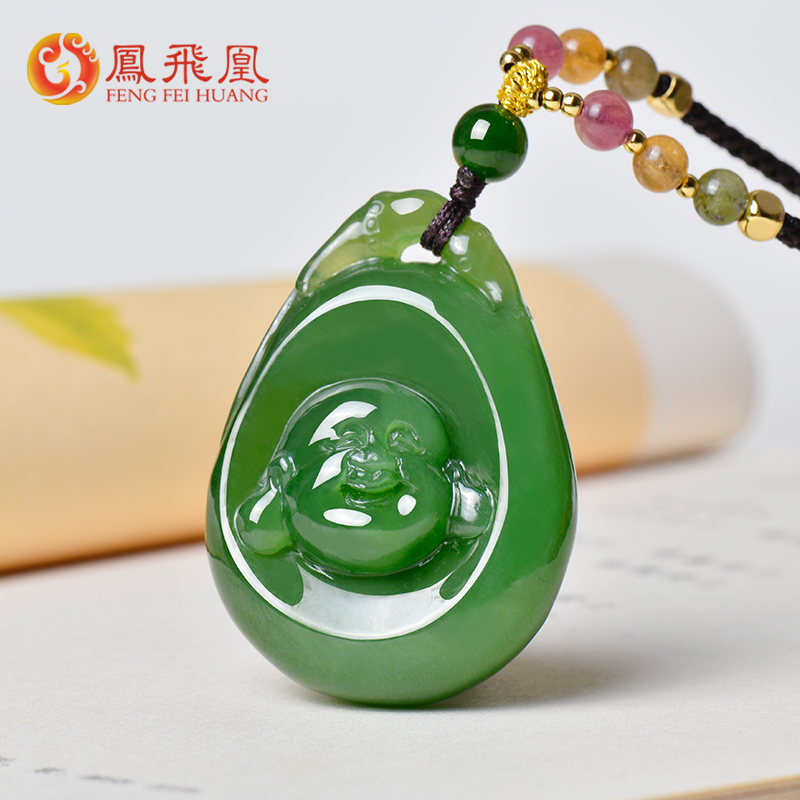 凤飞凰和田碧玉佛公吊坠女款