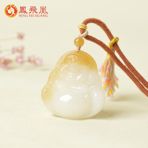 凤飞凰和田玉糖白玉佛公吊坠