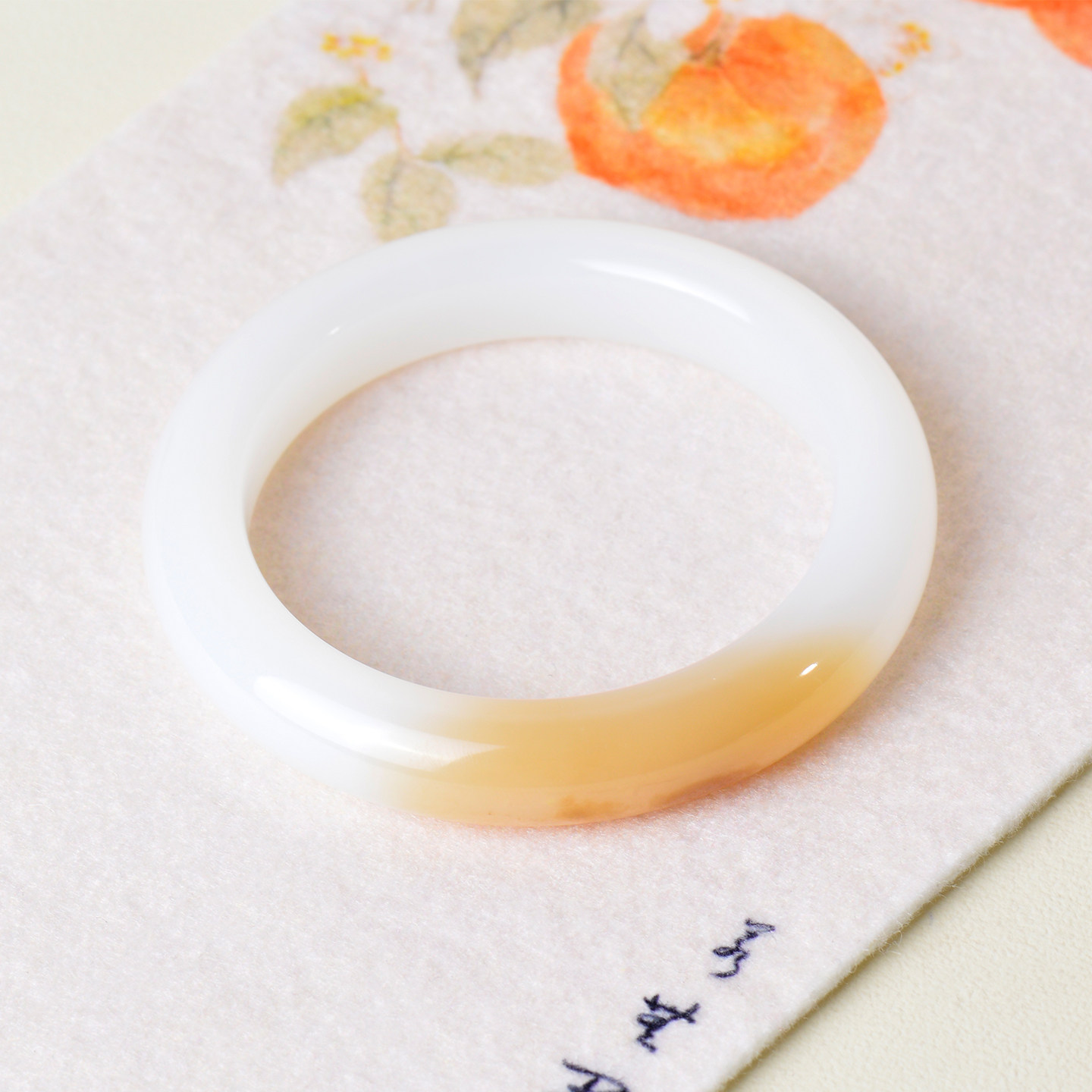 凤飞凰53.5mm天然和田玉糖羊脂白玉手镯女款玉镯收藏级玉石镯子D