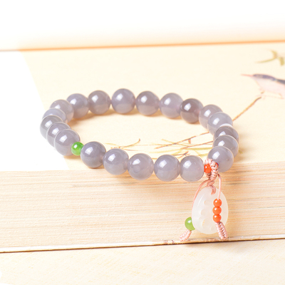 凤飞凰和田玉烟紫复古手链