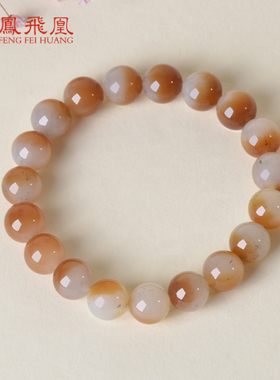 凤飞凰天然和田玉糖白玉圆珠手链