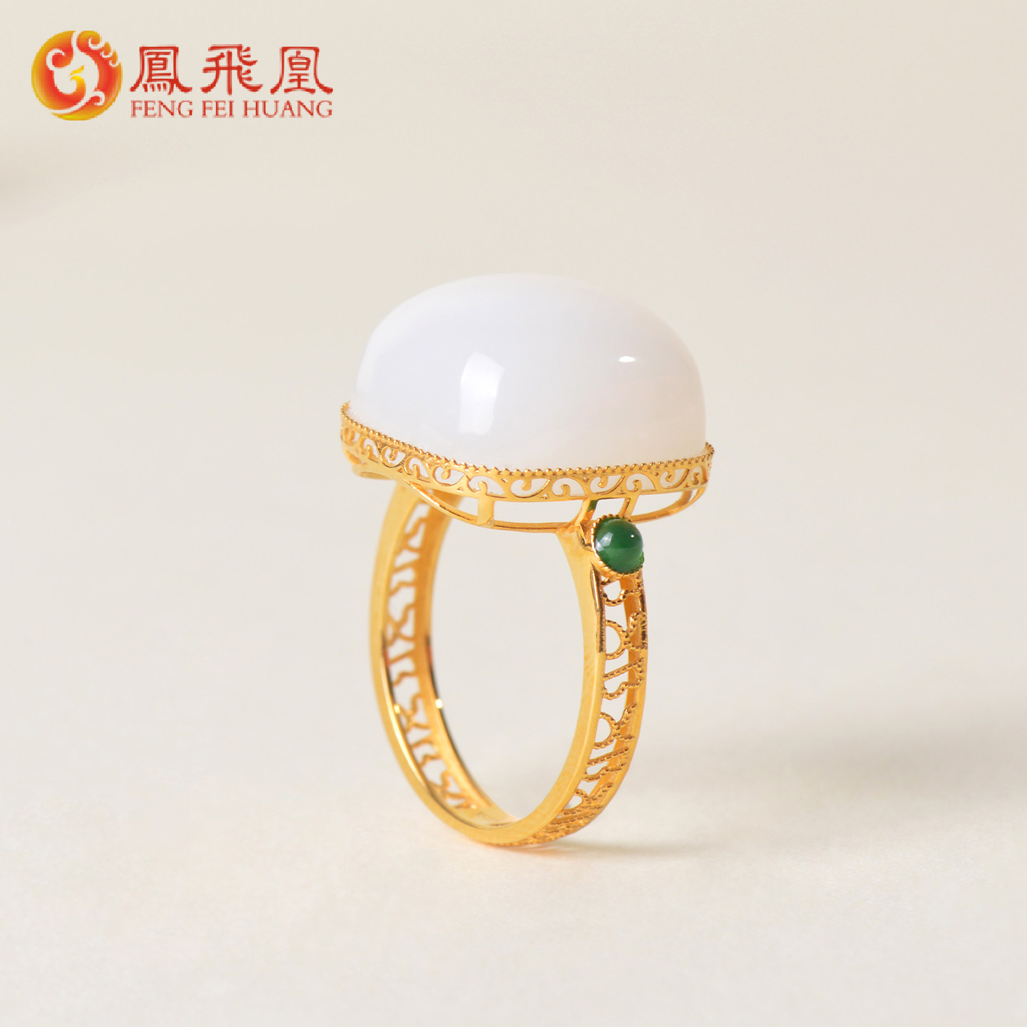 凤飞凰和田玉羊脂白玉蛋面戒指女古法18k金镶玉指环轻奢气质新款D,珠宝/钻石/翡翠,手饰,淘宝优惠券,粉丝福利购,淘宝优惠卷