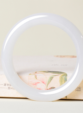 凤飞凰天然和田白玉圆条手镯女款