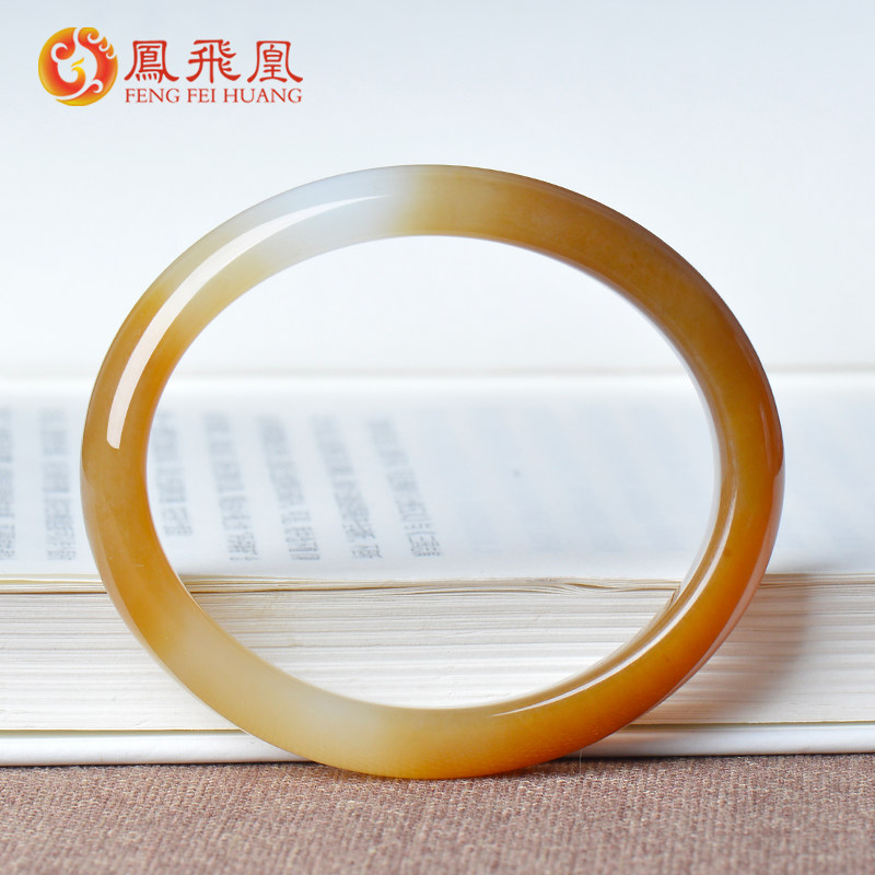 凤飞凰和田玉糖白玉贵妃手镯女玉镯子少女宽条圈口57mm正品玉石