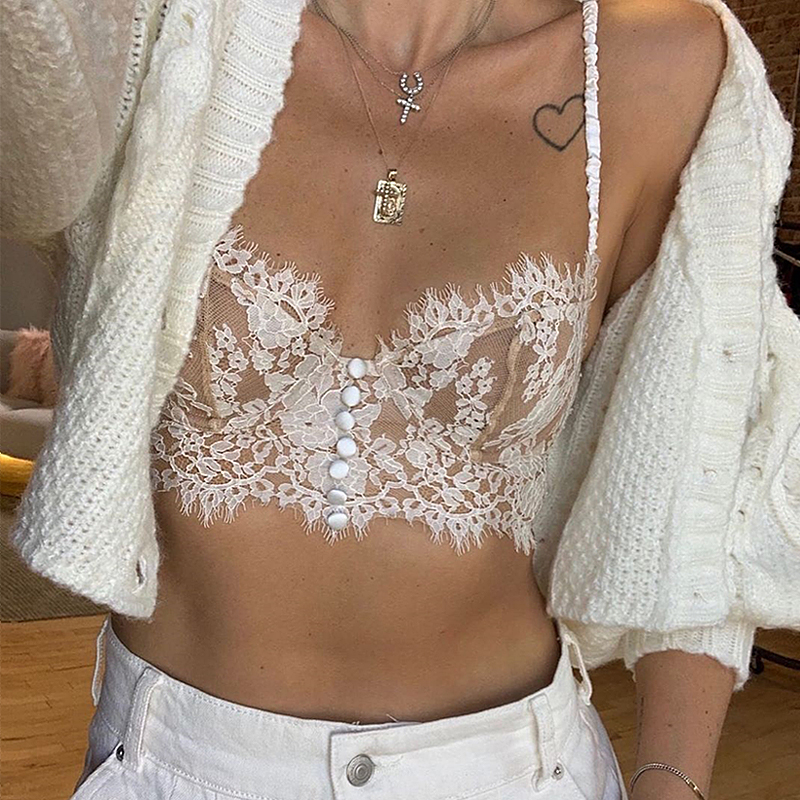 法式睫毛花边性感蕾丝透明文胸