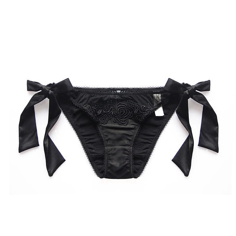 绸缎系带刺绣三角内裤定制新品
