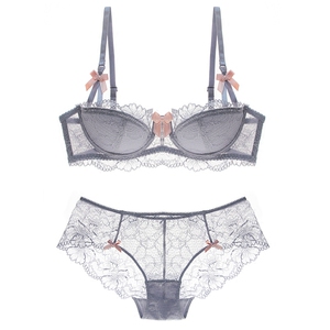 秋季包邮可插片文胸纯棉内衬聚拢性感蕾丝刺绣内衣套装