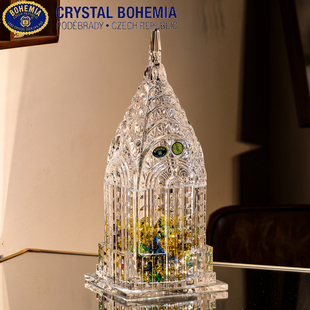 捷克BOHEMIA水晶玻璃糖果罐家居客厅装饰摆件客厅玻璃城堡糖缸