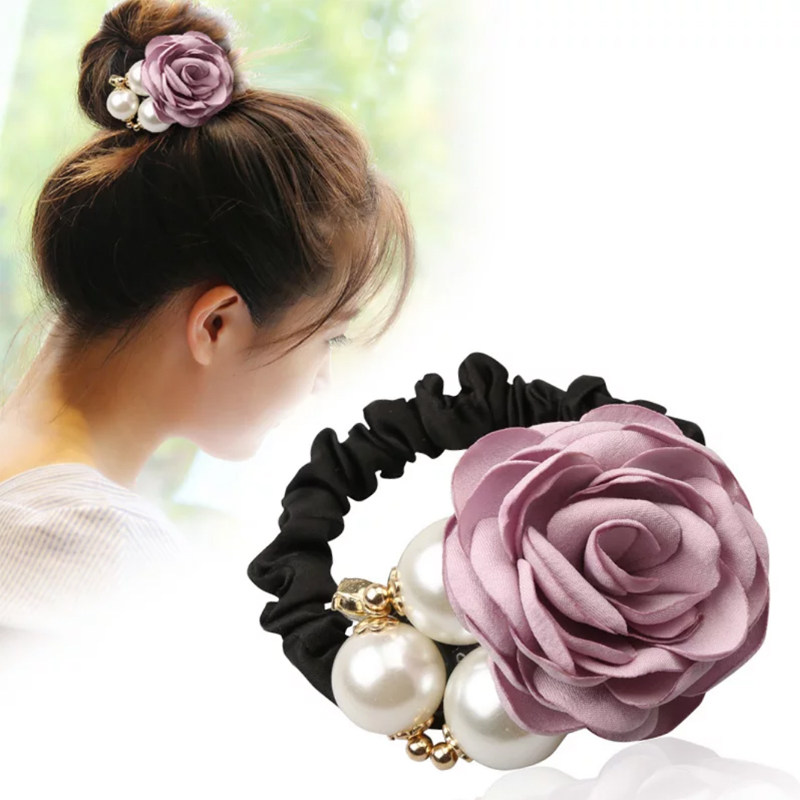 燕宇发饰韩国发圈扎马尾头花仿真花朵甜美头绳橡皮筋头饰品 f0094