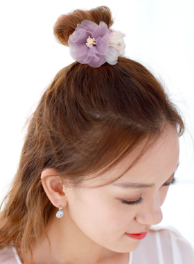 花朵发圈韩国蝴蝶结头绳丸子头扎头发绳皮筋可爱发饰品成人F0570