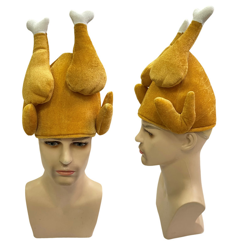 thumbnail for Chicken thigh hat hood turkey sand sculpture April Fool's Day funny cute funny chicken leg hat birthday party party hat