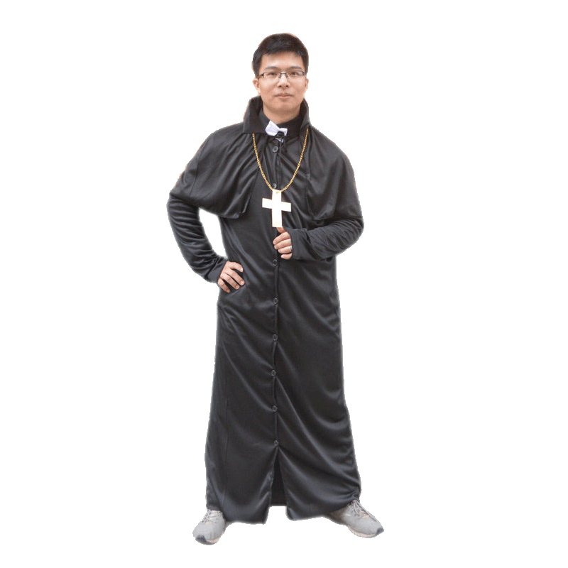 五娃争福 成人牧师袍教士服装 修士套装 神父服装 教父服装传教士