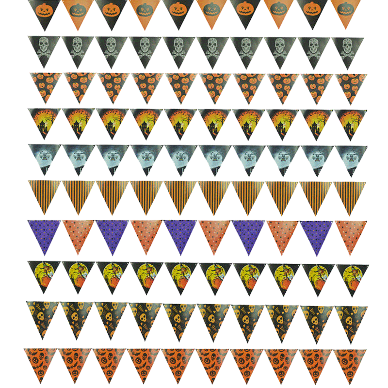 万圣节纸质鬼节挂饰旗帜彩旗帜小旗子串旗 巫婆鬼怪蝙蝠南瓜吊旗