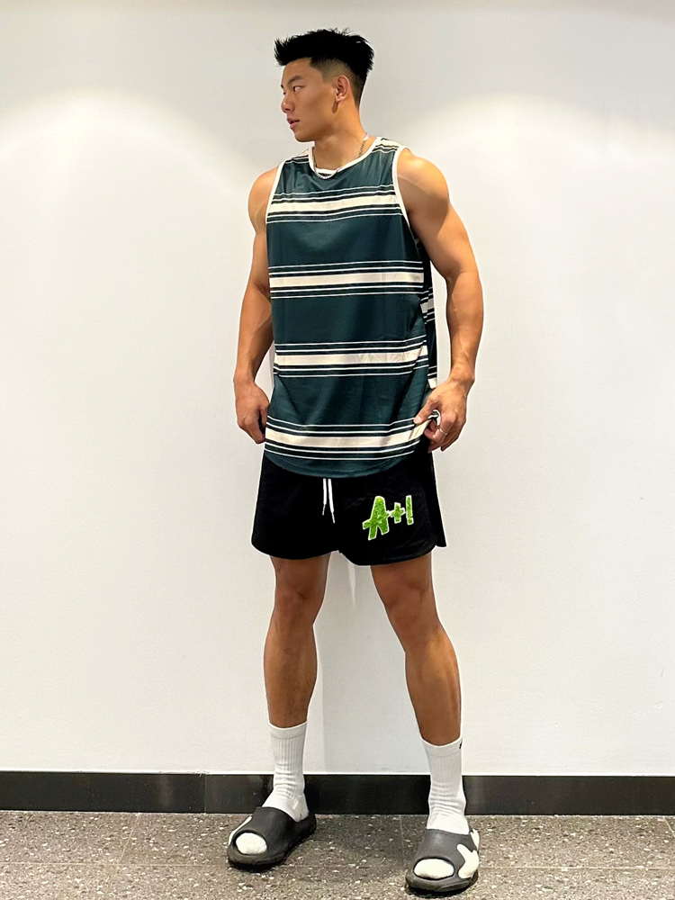 andtime正品斑马线条纹背心