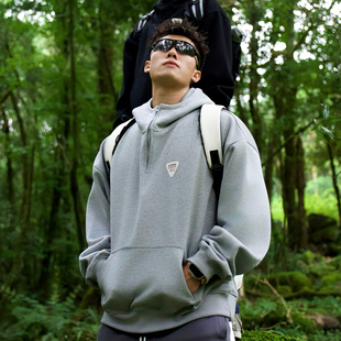 帽衫 andtime重磅卫衣连帽秋冬国潮牌美式 高街休闲运动刺绣情侣装