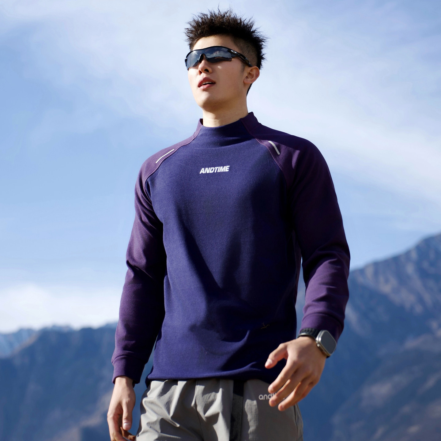 andtime美式德绒保暖户外半高圆领长袖骑行健身训练跑步t恤运动服,男装,T恤,淘宝优惠券,粉丝福利购,淘宝优惠卷