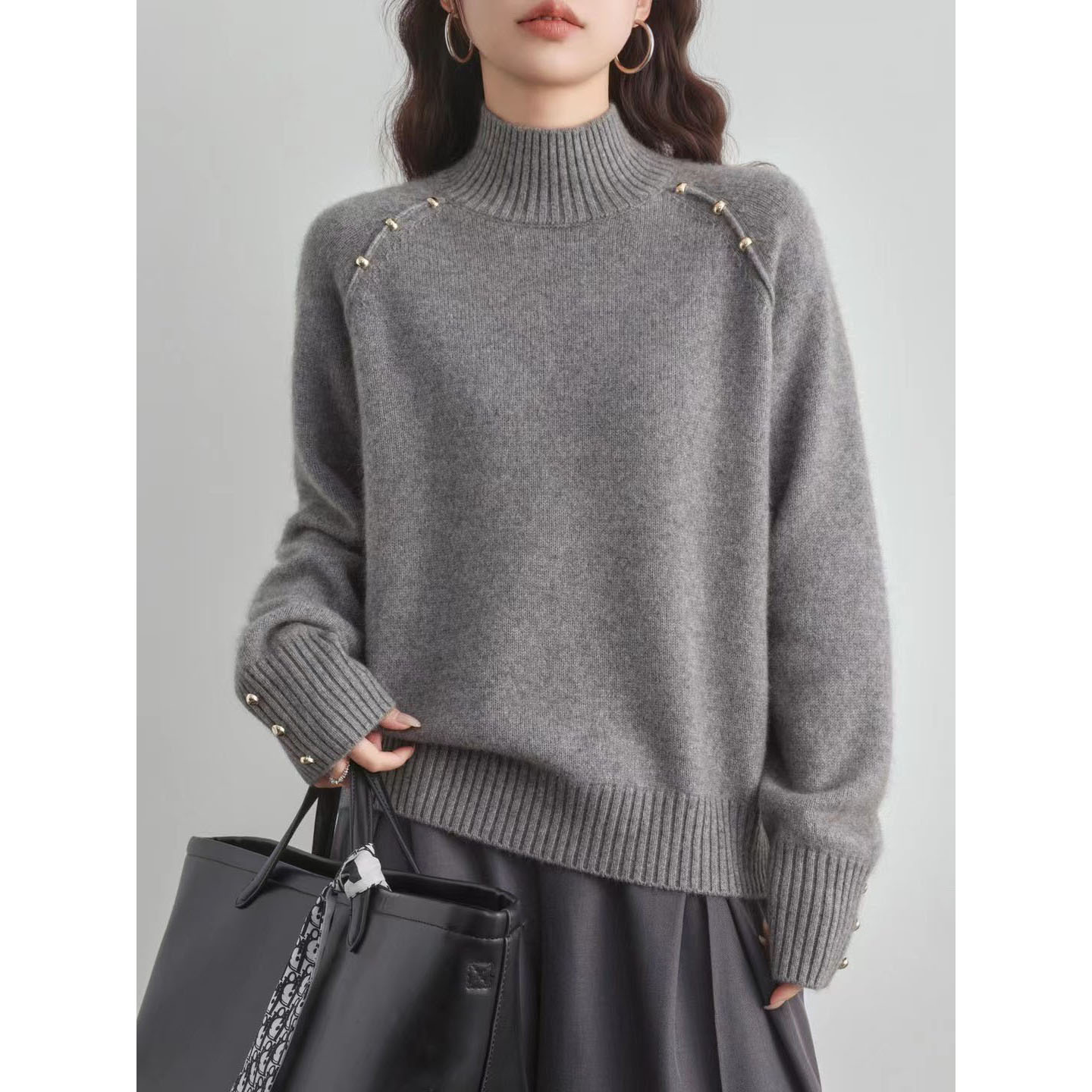 褚老大浅秋毛衣慵懒风女士羊绒衫