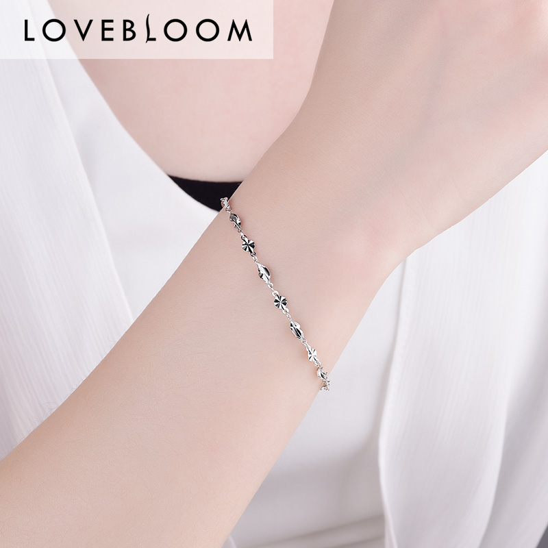 铂金手链女pt950白金杨桃手镯pt999珀金脚链实心细款手饰手环