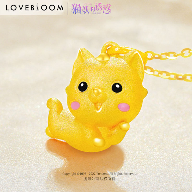 猫妖的诱惑黄金吊坠猫金吊坠999足金纯金小吊坠挂坠项链金项链女