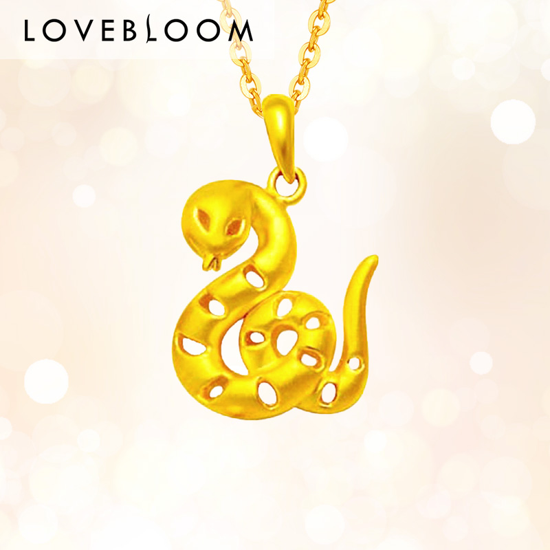 黄金蛇吊坠金蛇十二生肖蛇999纯金项链女足金999小金蛇属相挂坠