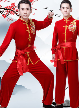 太极服冬季男民族武术腰鼓打鼓服