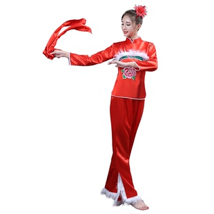 新款陕北民族安塞腰鼓陕北传统服装秧歌服开场舞打鼓舞服演出服饰