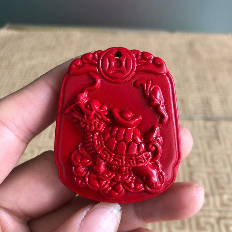 帝王红龙龟吊坠灵龟保运金龟赐瑞神龟赐瑞挂件朱砂钥匙扣龙头龟