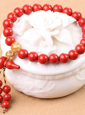 台湾原色帝王红佛珠手链送证书