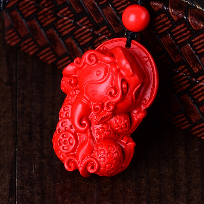 台湾原色帝王红貔貅证书吊坠