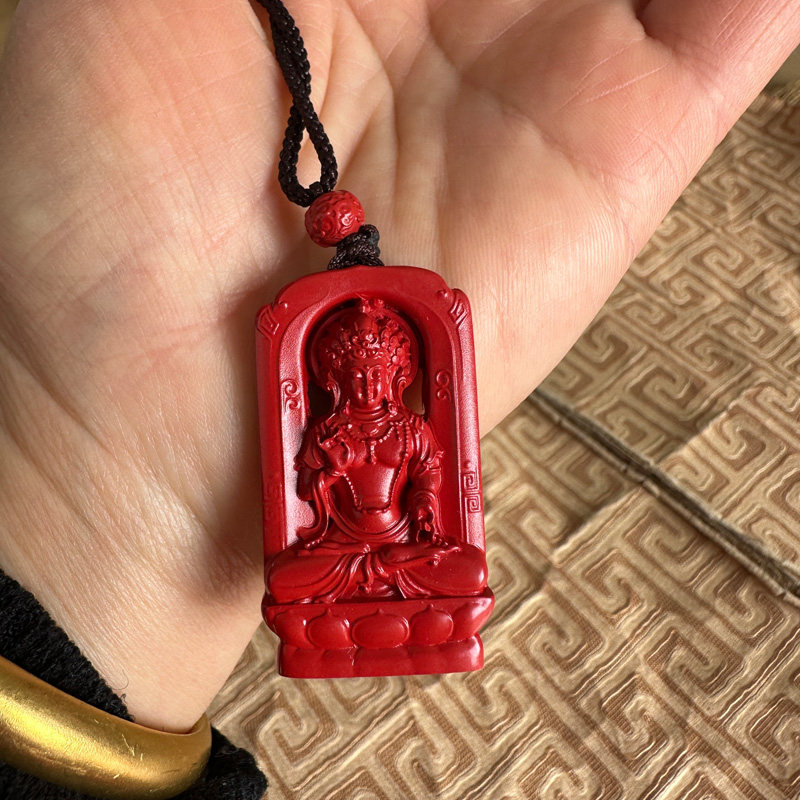 如来佛祖项链正品朱砂佛牌挂件男女玉佩钥匙扣莲花坐佛吊坠送证书
