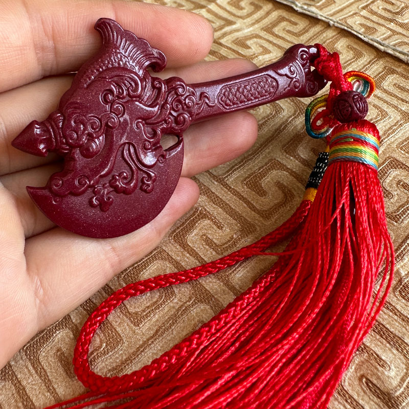 嫣芝美玉紫金砂挂件龙头大斧头