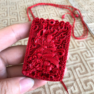 伏虎罗汉玉佩项链台湾原色朱砂吊坠男女红绳编织玉链玉石佛牌挂件