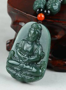 天然和田玉观世音菩萨吊坠送证书