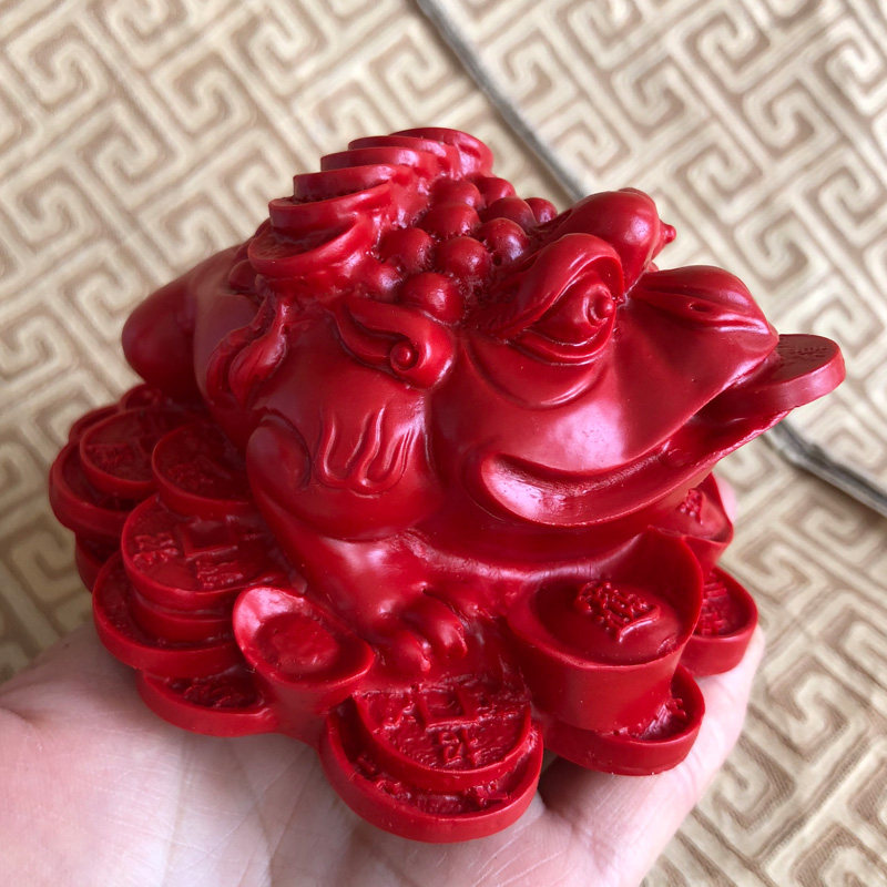 旺财金蟾摆件台湾原色朱砂三足金蟾车内摆件收银台店铺客厅装饰